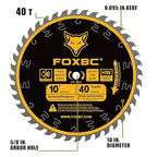 FOXBC 10 Inch Ultimate General Purpose Table Saw Blade, 40-Tooth Wood Cutting, 5/8-Inch Arbor