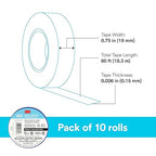 3M Temflex Multi-Purpose Vinyl Electrical Tape 165, Blue, 3/4 in x 60 ft (19 mm x 18 m), 10 Roll Pack