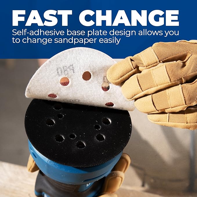 Dong Cheng 5-Inch Random Orbital Sander 380W 12800OPM Electric Palm Sander, 6 Variable Speeds, with 20pcs Sandpaper & Detachable Dust Bag, Power Sander for Woodworking, Sanding & Polishing