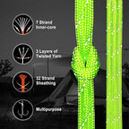WEREWOLVES Reflective Paracord Rope 7 Strand Type III Parachute Cord 4mm 100ft / 200ft for Tent Camping Hiking Fishing Survival Tactical Clothesline DIY Projects