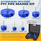 6PCS PVC Pipe Reamer Kit - SCH40 Aluminum Deburring Tool Kit (3/4" to 4") | Dual-Blade Technology | Deburring Tool for PVC & ABS Pipes | Fits Standard 1/2" Drills