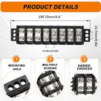Terminal Blocks Double Row Stainless Steel 10-22 AWG Copper 600V/30A Rated 2-14 Poles Neat Circuit Solution 1 Pack TBD (8 Poles)