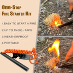 VVAAGG Flint and Steel Fire Starter Kit Survivor, 3/8" 1/2 inch Ferro Rods and Magnesium Rods with Paracord Handle