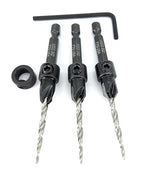 FTG USA Adjustable Wood Countersink Drill Bit Set 3 Pc #6 (9/64"") with Tapered Drill Bit for Woodworking