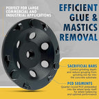 EDiamondTools 5" PCD Grinding Wheel, 6 PCD Segments w/Sacrificial Bars, 5/8"-11 Threaded Arbor, Diamond Material, Compatible with Angle Grinders