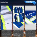 SKSAFETY 10 Pockets Safety Vest, Class 2 High Visibility Security with Zipper, Hi Vis Vest with Reflective Strips, ANSI/ISEA Standard, Construction Work Vest for Men ＆ Women （Blue, 3XL）