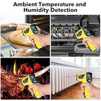 Infrared Thermometer Gun, TEMIRUP Digital Laser Temperature Gun - Non Contact IR Temp Gun with Adjustable Emissivity & Thermocouple Probe for Cooking, Pizza Oven, Griddle, HVAC (-58°F to 1472°F)
