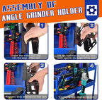 ULIBERMAGNET Angle Grinder Rack, Solid Steel Utility Storage Holder with 2 Bay, Heavy Duty Wall Mount Storage Metal Shelf Holder with Cord Hanger for Angle Grinders, Cutters, Polishers, Screwdriver