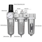 NANPU 1/2" NPT Industrial Grade 3 Stage Air Drying System - Particulate Filter, Coalescing Filter, Desiccant Dryer & Air Regulator, Metal Bowl, Manual Drain, Suitable for Paint Spray＆ Plasma Cutter
