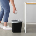 Amazon Basics Small Trash Can, Rectangular Commercial Office Wastebasket, 3 Gallon (Pack Of 2), Black (Previously AmazonCommercial brand)