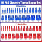 Nut and Bolt Thread Checker - 54 PCS Nut and Bolt Gauges Individually Housed in Case (27 Inch & 27 Metric) Specially Suitable for Size Check on Tricky and Narrow Area