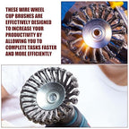 Tandefio 24 Pcs Wire Wheel Brush Wire Wheels with 5/8"-11 Threaded Arbor for 4 1/2 Angle Grinder Knotted Wire Cup Brush for Heavy Cleaning Rust Removal(Red,4 Inch)