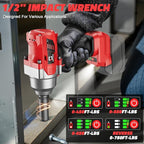 Cordless impact Wrench 1/2 inch for Milwaukee 18v Battery, 750FT-LBS (1000N.m) Brushless Electric Impact Gun Includes LED Work Light with 6 Sockets, High Torque Impact Driver, Bare Tool Only