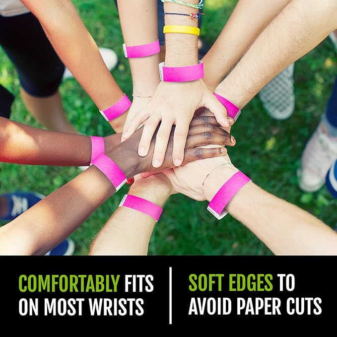 600 WristCo Neon Pink Tyvek Wristbands for Events - Tamper-Proof Design & Fluorescent Color Prevent Reuse Premium-Grade Bracelets for Hospital & Medical ID, Party & VIP Identification