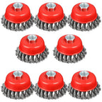 4" Wire Wheel for Angle Grinder, 8PCS Twisted Knotted Wire Brush for Grinder 5/8 Inch-11 Threaded Arbor, 0.02" Carbon Steel Angle Grinder Wire Wheel for Deep Sanding, Heavy Rust Paint.(8)