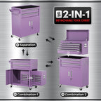 INTERGREAT Tool Chest, Assembled 8-Drawers Rolling Tool Chest with Wheels, Detachable Top Tool Box, Tool Cabinet for Repair Room,Warehouse, Rolling Tool Box with Hooks,Tray Divider,Liners(Purple)