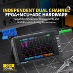 FNIRSI DS215H 2-in-1 Handheld Oscilloscope 50MHz, 2 Channel Digital Portable Oscilloscope DDS Signal Generator, 250MS/s Sampling, 1Kpts Record Length, 3.5-inch IPS Screen, Waveform Storage and Export