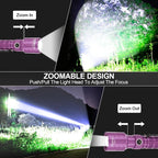 Flashlights High Lumens Rechargeable, Super Bright Long Range Small Powerful Flashlight, 6 Modes LED Tactical Pocket Waterproof Flash Light for Home Emergency (2, Purple)