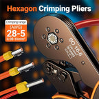 Preciva Ferrule Crimping Tool Kit, Self-Adjustable Ratchet Crimper for AWG 28-5 Ferrules - Includes 1275PCS Hexagonal Double & Single Wire Connectors