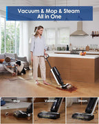 Tineco iFLOOR 5 Steam Corded Wet Dry Vacuum All-in-one, Steam Mop Hardwood Floor Cleaner Great for Sticky Messes, 248℉ High-temp Steam, Self-cleaning with steam