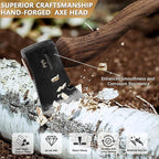 15.2" Camping Hatchet, Hand Forged Axe with Sheath, Bushcraft Axe with 1065 Carbon Steel and Beech Handle for Wood Splitting and Kindling – Perfect for Outdoor Survival and Adventures