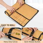 Wrench Roll Organizer (NOT for Ratcheting Wrench),Wrench Roll Up Pouch with 23+1 Pockets,Heavy Duty Tool Roll for Metric & SAE Wrenches,Large Wrench Holder Organizer Bag for Men,Mechanics(Brown)