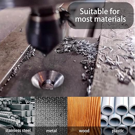 Countersink Drill Bit, TiAlN Coated M35 Cobalt 82 Degree Point Angle, 3/8" Round Shank, 1/2" Body Diameter Counter Sinker Drill Bits for Metal Wood Copper Plastic Resin