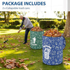 2 Pack Collapsible Trash Can Camping with Zippered Lid Foldable Storage Bin Portable Garbage Can for Outdoor Camping RV's Yard Waste (Trash and Recycling Style)