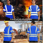 sesafety 3PACK High Visibility Shirts for Mens, Class 3 Hi Vis Reflective Construction Shirts for Men with Pocket Safety T Shirts for Men Work Shirt for Mens Short Sleeve