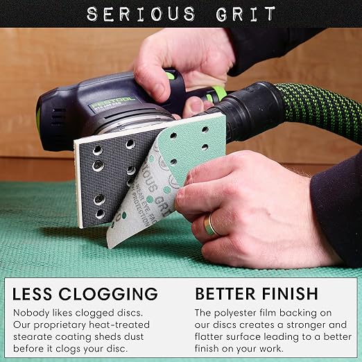 3" x 5" (80mm x 133mm) 14-Hole 600 Grit Sanding Sheets - Fits Festool RTS 400 & Mirka Deos 353 - Heavy-Duty Hook & Loop Film Abrasives - Sandpaper for Sheet Sanders - 50 Pack Box