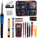 Soldering Iron Kit, Digital Multimeter Kit, Multi Tester, Voltage Tester, Measures AC/DC Voltage, Current, Resistance/Continuity/Diode/Triode. Solder Iron, Adjustable Temperature (Red)
