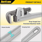 HURRICANE 3-Piece Aluminum Pipe Wrench Set,10", 14", 18", Heavy Duty Adjustable Plumbing Wrench Set, 40% Lighter, Wider Application Range