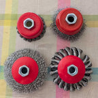 Wire Wheel Brush Set for 4-1/2" Angle Grinders, 3 & 4 Inch, 5/8-11 Thread, Knotted & Crimped Wire, 4-Pack,for Removing Rust, Paint,Corrosion, Burrs, Scales