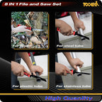 8-In-1 Multi Blades Hand Saw, Drywall Cutter. Hacksaw. Long Blade, Jab Saw, For Cutting Drywall, Sheetrock, Wood, Metel, Plastic, Plywood. Blade Quick Change Mechanism. Red Handle.