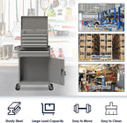 5-Drawer Tool Box with Wheels, Rolling Tool Storage Cabinet with Detachable Top Tool Chest and Locking Mechanism, Metal Tool Cart for Garage Workshop and Room Use (Gray)