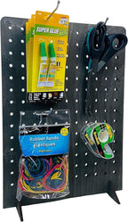 Torched Pegboard Display Stand for Jewelry, Craft Shows, Selling, Vendor Events, Tools, Peg Board Accessories Rack Organizer, XL 11.75" L x 4.3" W x 15.75" H, Ebony