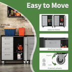 Metal Mobile Tool Storage Cabinet with Wheels,Heavy Duty Rolling Tool Cabinets for Garage,Metal Storage Cabinets with 4 Drawer and 1 Locking Doors,Assembly Required