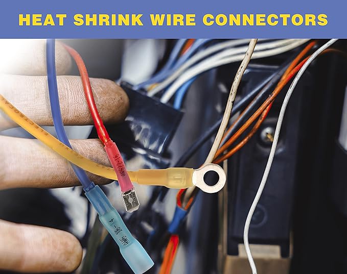 haisstronica Crimping Tool for Heat Shrink Connectors HS-8327 with 200PCS Marine Grade Heat Shrink Butt Connectors of Tinned Red Copper AWG 22-10