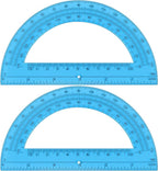 Plastic Protractor Math Protractors 180 Degrees for Geometry Classroom Student School Office Supplies, 6 Inch, Pack of 2 (Blue)