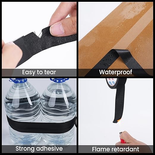 Adhes Wire Harness Tape, 5 Rolls 1inch x 50feet, High Temp Automotive Felt Cloth Tape for Engine Wire Loom, Noise Dampening, Cable Protection, and Electrical Bundling