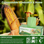 10-13 Gallon Compostable Trash Bags with Drawstring, Heavy Duty Extra Thick 1 Mil, 49.21 Liter, Tear Resistant & Odorless Kitchen Food Scrap Waste Bag, US BPI and OK Compost Home Certified (30 Count)