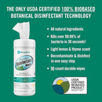 Benefect Botanical Disinfecting Wipes - (90 Wipe Count) Natural, No Residue - Antibacterial Disinfectant, Multi-Surface Cleaning and Sanitizing Wipes