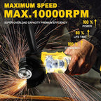 Cordless Angle Grinder for DEWALT 20V MAX Battery, 10000 RPM Brushless Grinder 4-1/2", 3 Variable Speed for Cutting, Griding, Polishing (No Battery)