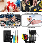 72 Pcs Mini Tape Screwdriver Keychain Set Christmas Men Gifts Bulk Adult Party Favors Multitool Pen Card Tool Measuring Keychains Stocking Christmas Stuffers for Men Dad (Yellow,Black)