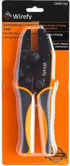 Wirefy Crimping Tool 8.7" for Quick Change Crimping Dies - Ratcheting Wire Crimper - Crimping Pliers - Terminal Crimp Tool - 26-8 AWG (Crimping Dies Sold Separately)