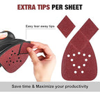 S SATC Mouse Sander Pads 50 PCS Mouse Detail Sander Sandpaper with Extra 3 Tips 60/80/120/150/240 Grits Assortment Mouse Sandpaper 5-1/4" x 3-3/4" 12 Holes