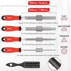 SHALL 17Pcs Metal File Set - Premium Grade T12 Drop Forged Alloy Steel - Flat/Triangle/Half-round/Round Large File & 12pcs Needle Files with Storage Box, Wire Brush - for Metal, Wood & Plastic