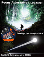 PHIXTON Rechargeable Flashlights High Lumens 2000 Super Bright Long Range 3280FT, Long Lasting 15H Powerful USB C LED Strong Flash Light High Powered, Heavy Duty, Zoomable, for Home Camping Gift