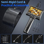 Endoscope Camera with Light - IP67 Waterproof Borescope Camera with 8 Adjustable LED Lights | 4.3" LCD Screen Borescope | HD 1080P Inspection Cameras with 16.5ft Semi-Rigid Cord Tools for Men