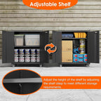 34.3" H*13.8" D*26" W Metal Garage Storage Cabinet on Wheels, Steel Rolling Tool Cabinet with Doors,Pegboard and Adjustable Shelf for Home Office Garage, Assembly Required,Black